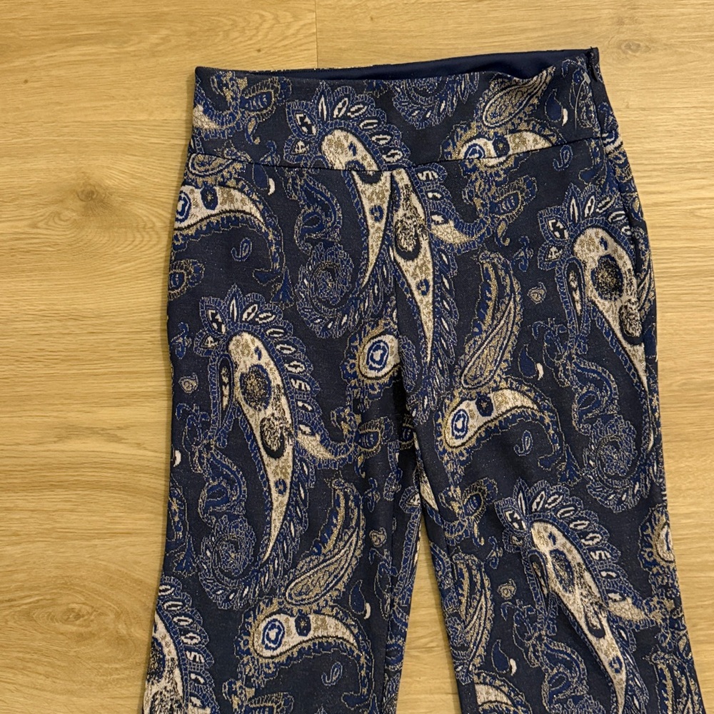 Maeve Navy Paisley Wide-Leg Pants
